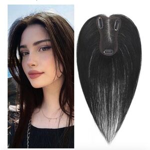 Natural Black Hair Topper for Women 10” real human hair New